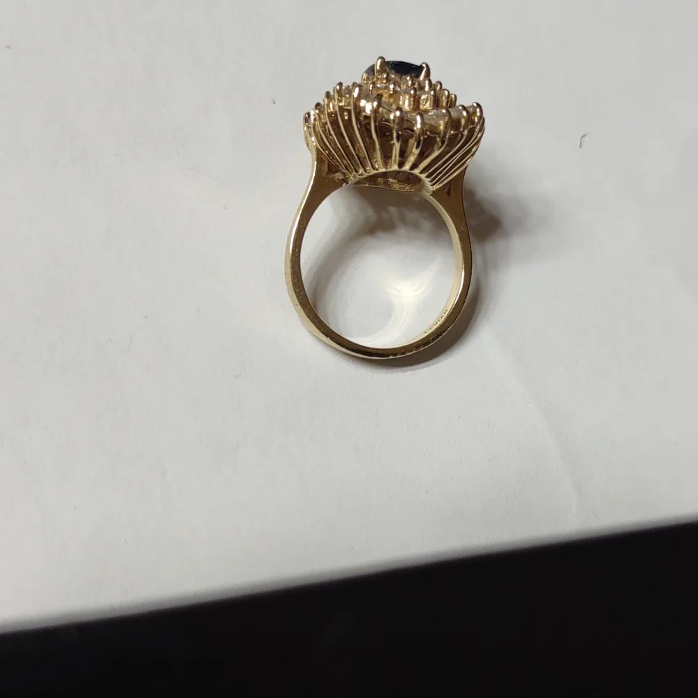 Levian 14kt yellow gold diamond blue sapphire ring - Picture 9 of 13